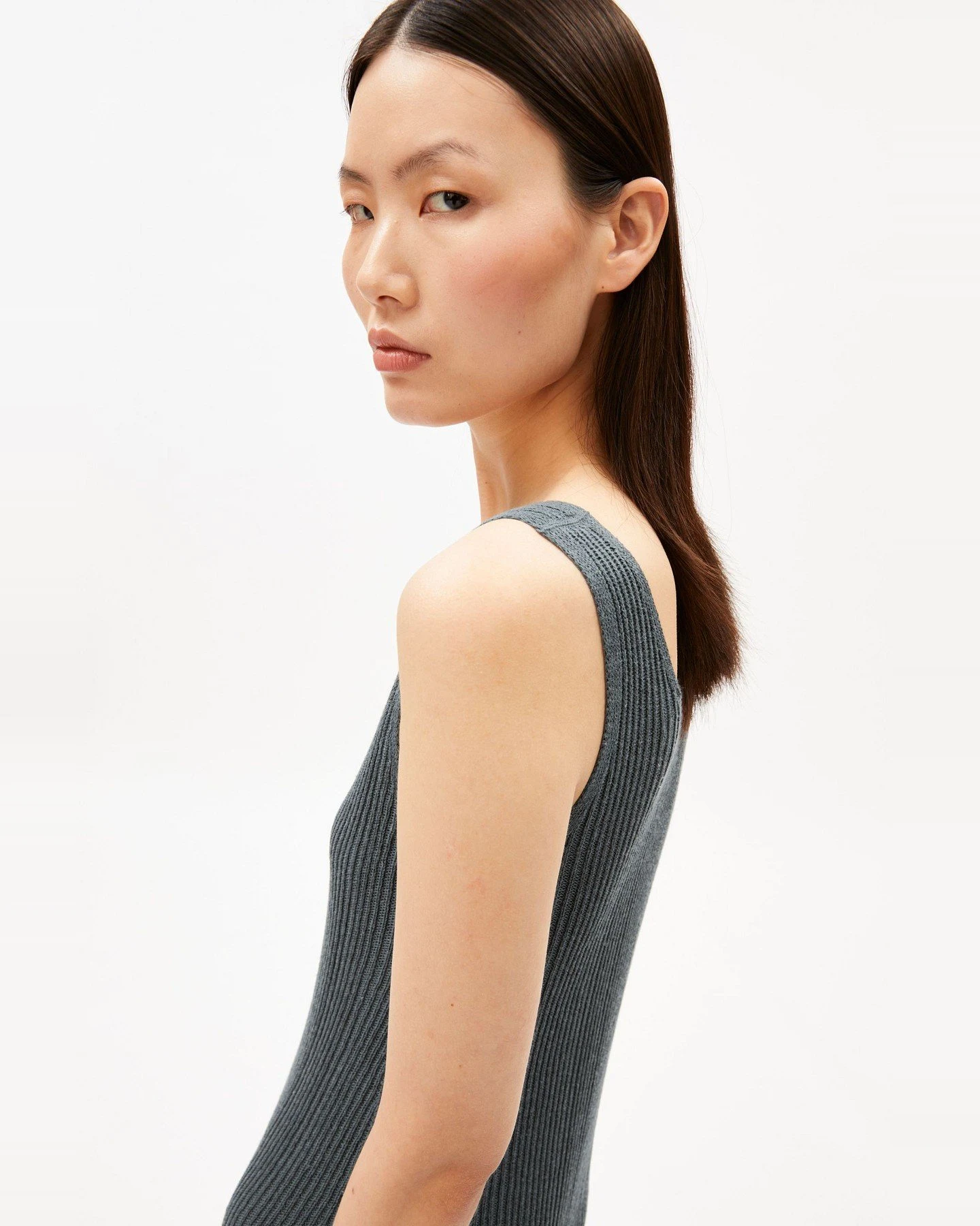 Kleid Knit Linen Blend Grau – Ansicht 3