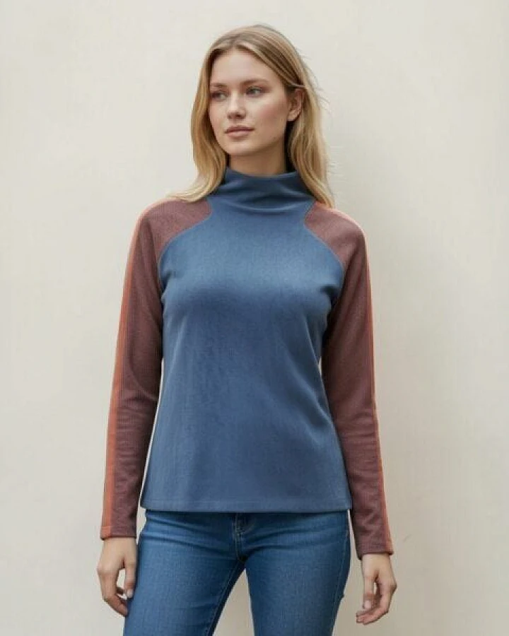 körber mode Rollkragenpullover Turtle Neck Bio Nicki kuschlig im Materialmix