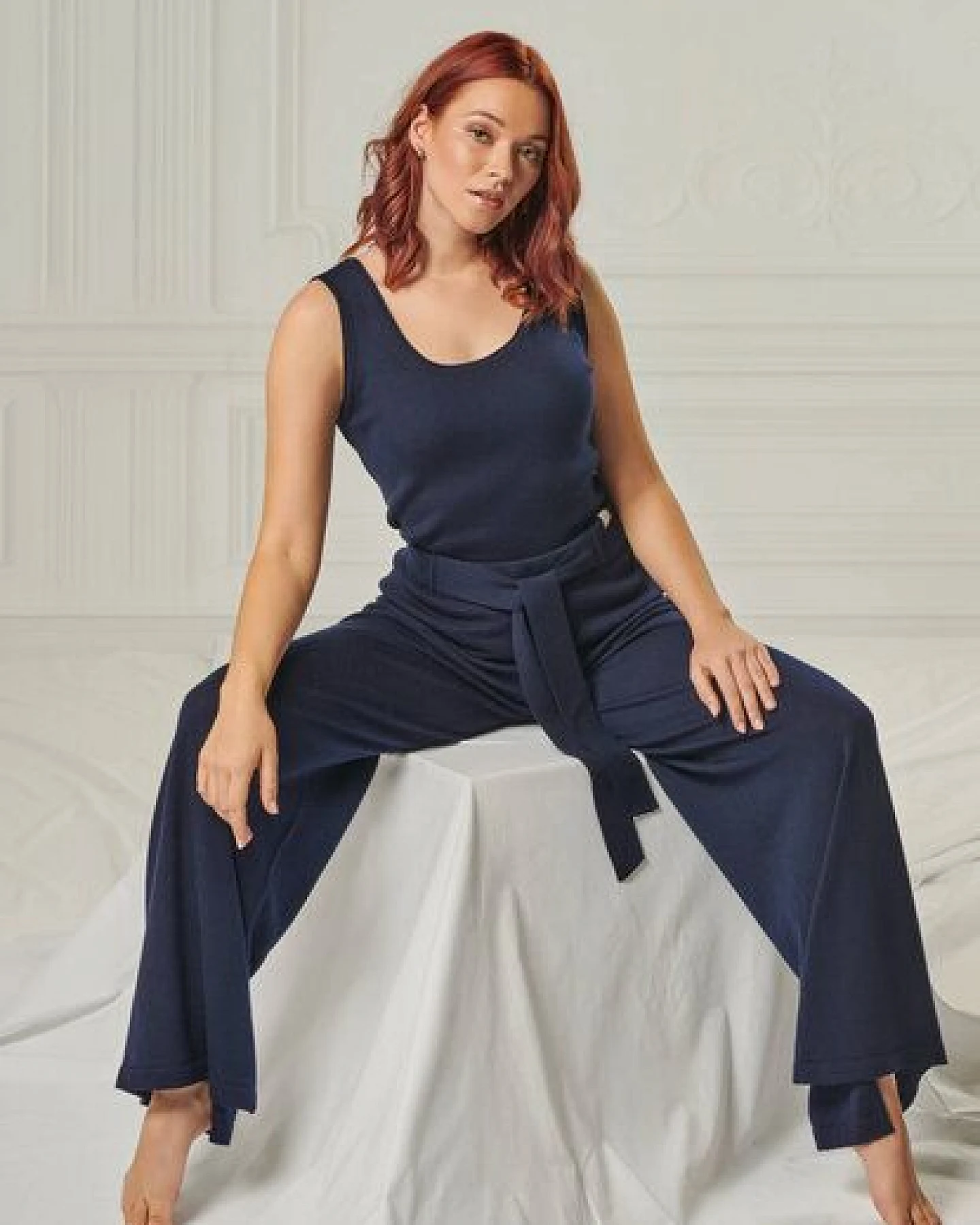YOU LOOK PERFECT Merino Loungewear Set "Stricktop Blossom & weite Strickhose Bailey" – Ansicht 2
