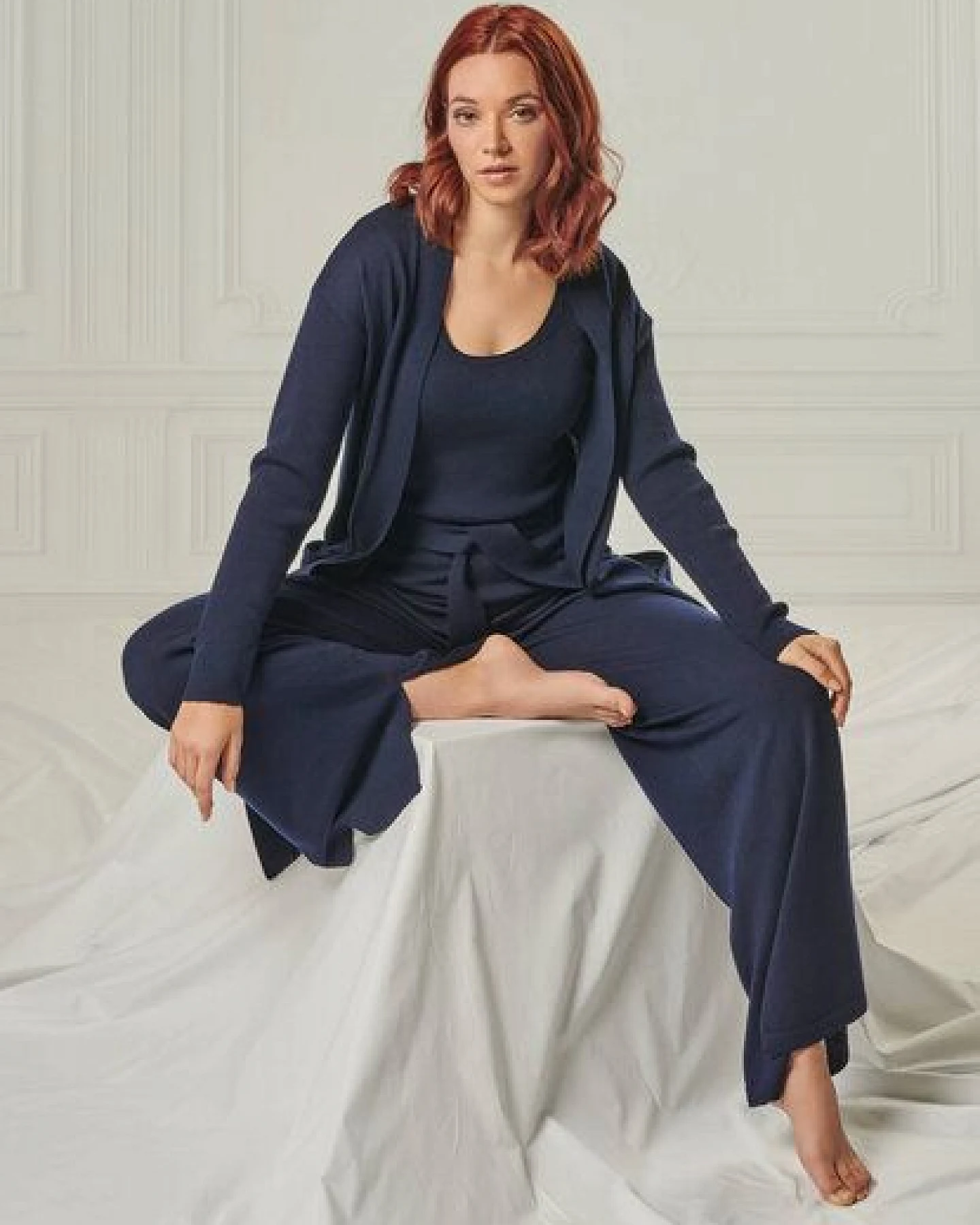 YOU LOOK PERFECT Merino Loungewear Set "Cardigan Blossom & Top Blossom & Hose Bailey" – Ansicht 2