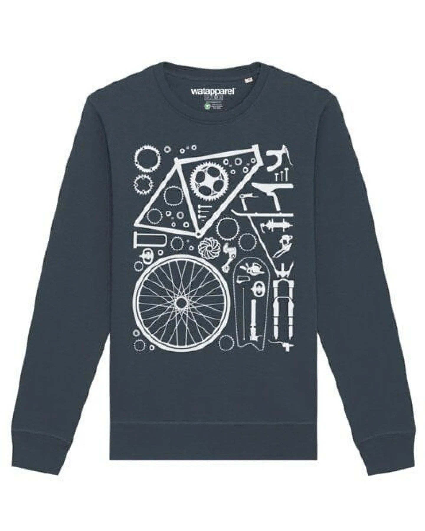 watapparel Sweatshirt Unisex Fahrradteile – Ansicht 2