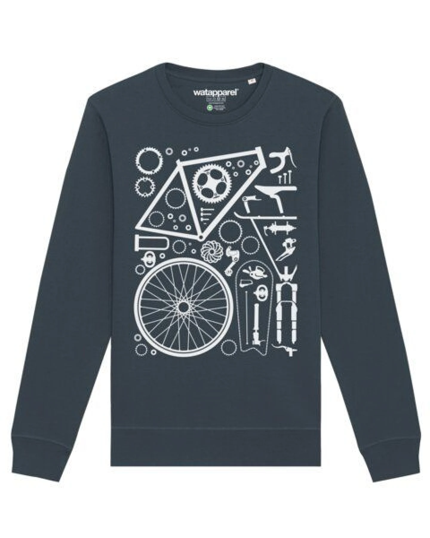 watapparel Sweatshirt Unisex Fahrradteile – Ansicht 2