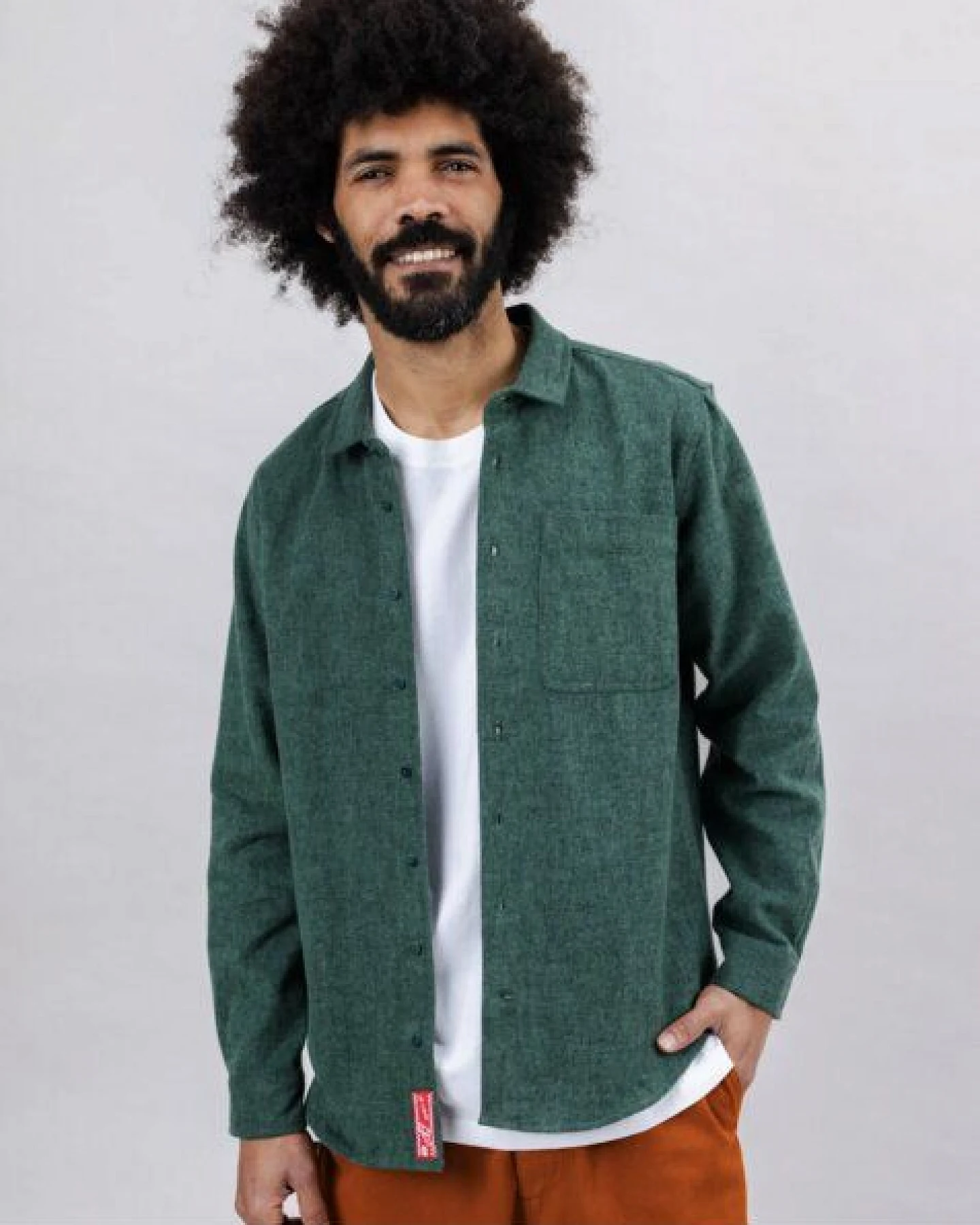 Brava Fabrics Pizza Flanell Overshirt Grün – Ansicht 2
