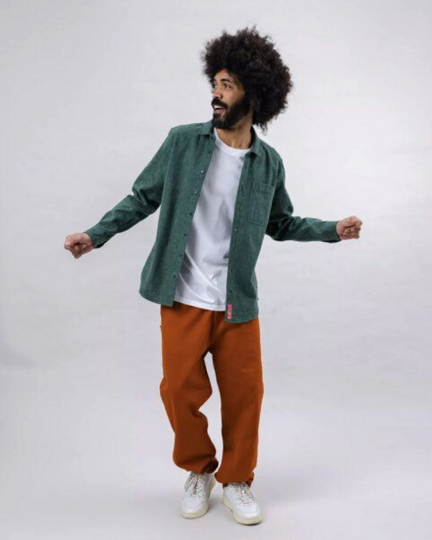 Brava Fabrics Pizza Flanell Overshirt Grün – Ansicht 3