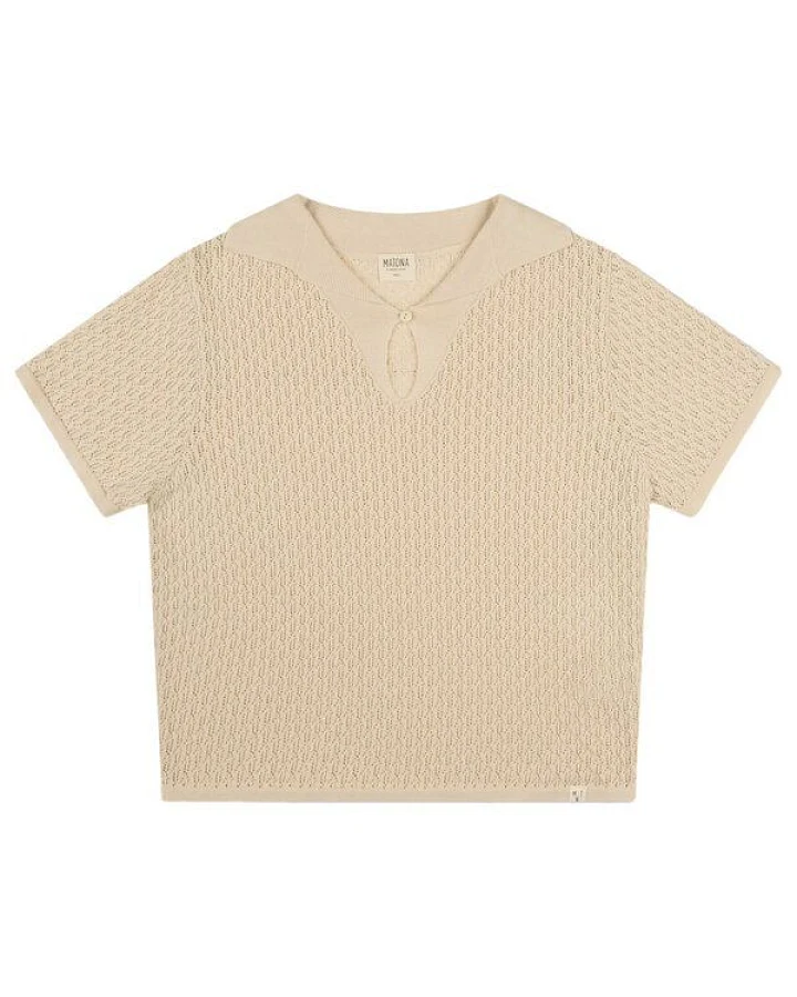 Matona Kurzarm-Bluse Pointelle bone