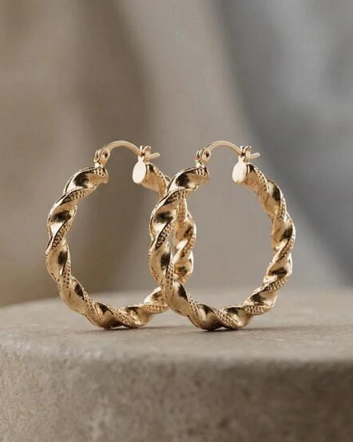 noca Gedrehte "Rope" Creolen - Chunky Hoops Gold und Leichte Statement Ohrringe-