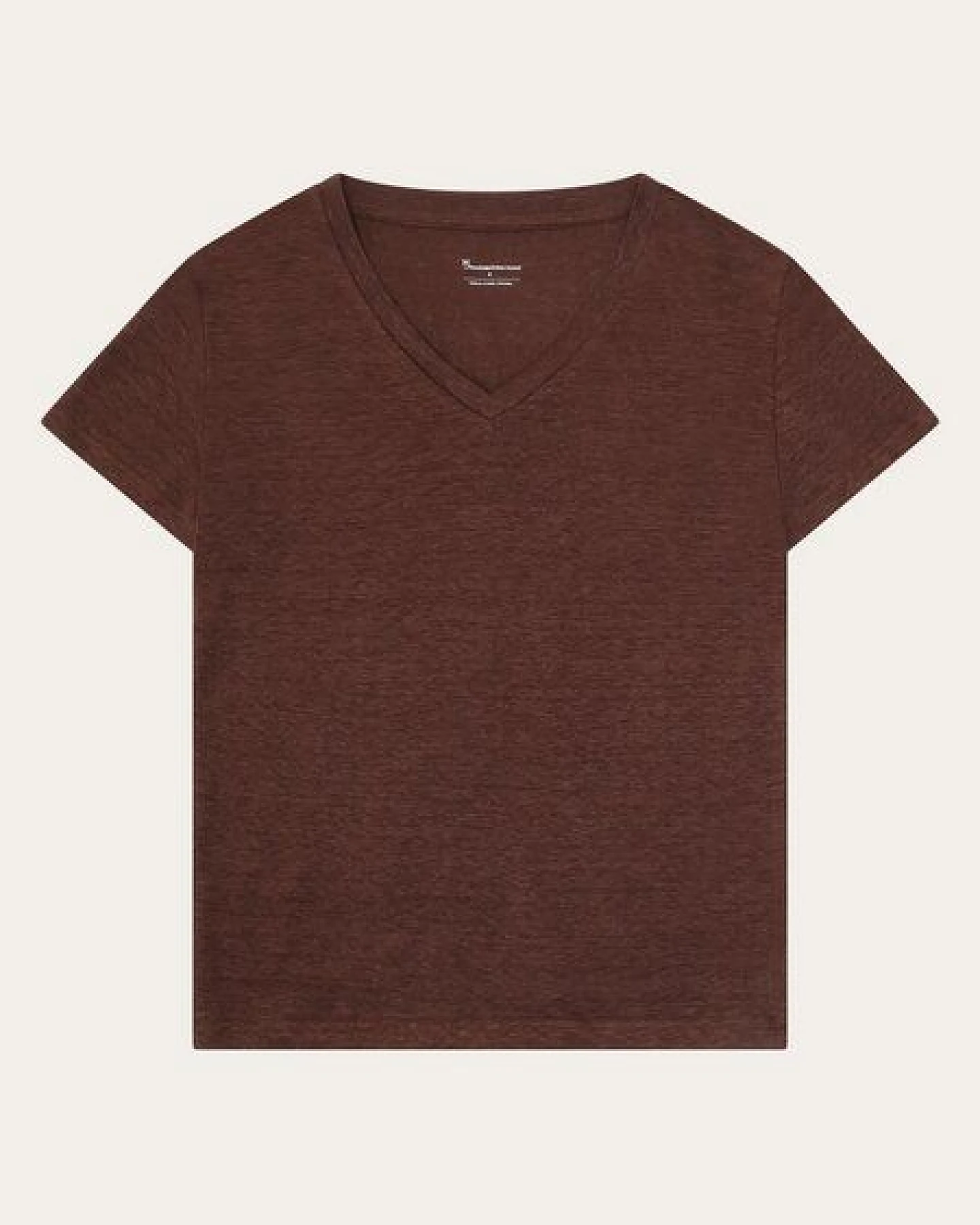 KnowledgeCotton Apparel T-Shirt mit V-Ausschnitt - aus Bio-Leinen – Ansicht 2
