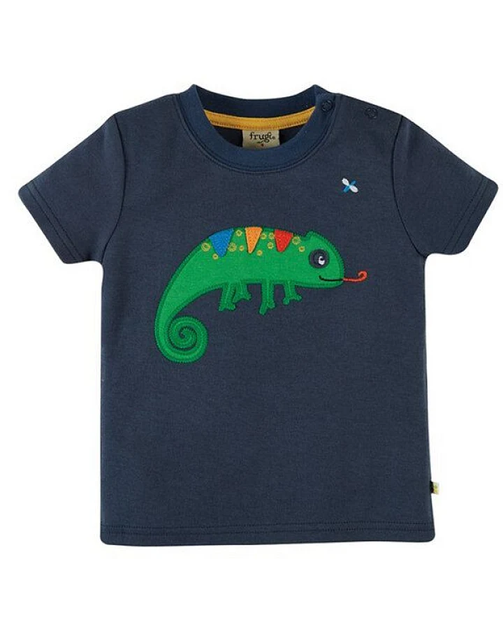 Frugi T-Shirt Chamäleon Applikation auf Vorder- und Rückseite