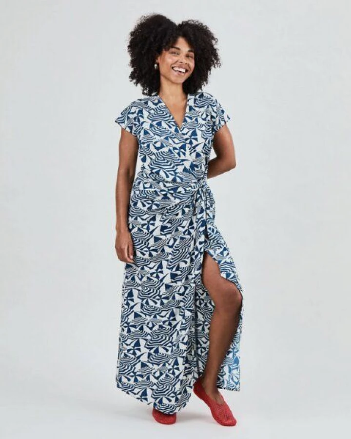Brava Fabrics Borneo Kimono Dress Navy