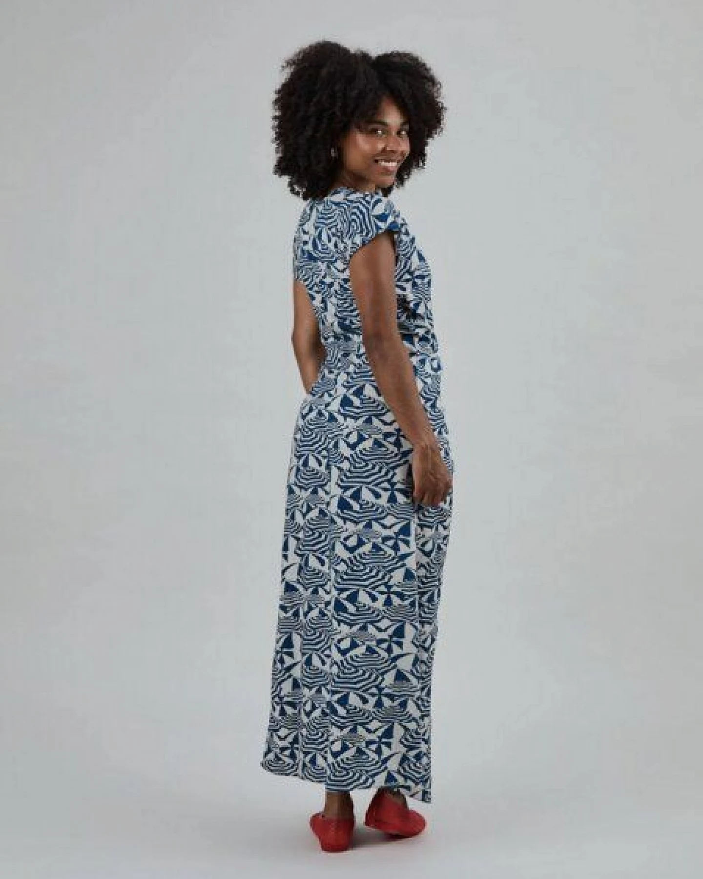 Brava Fabrics Borneo Kimono Dress Navy – Ansicht 3