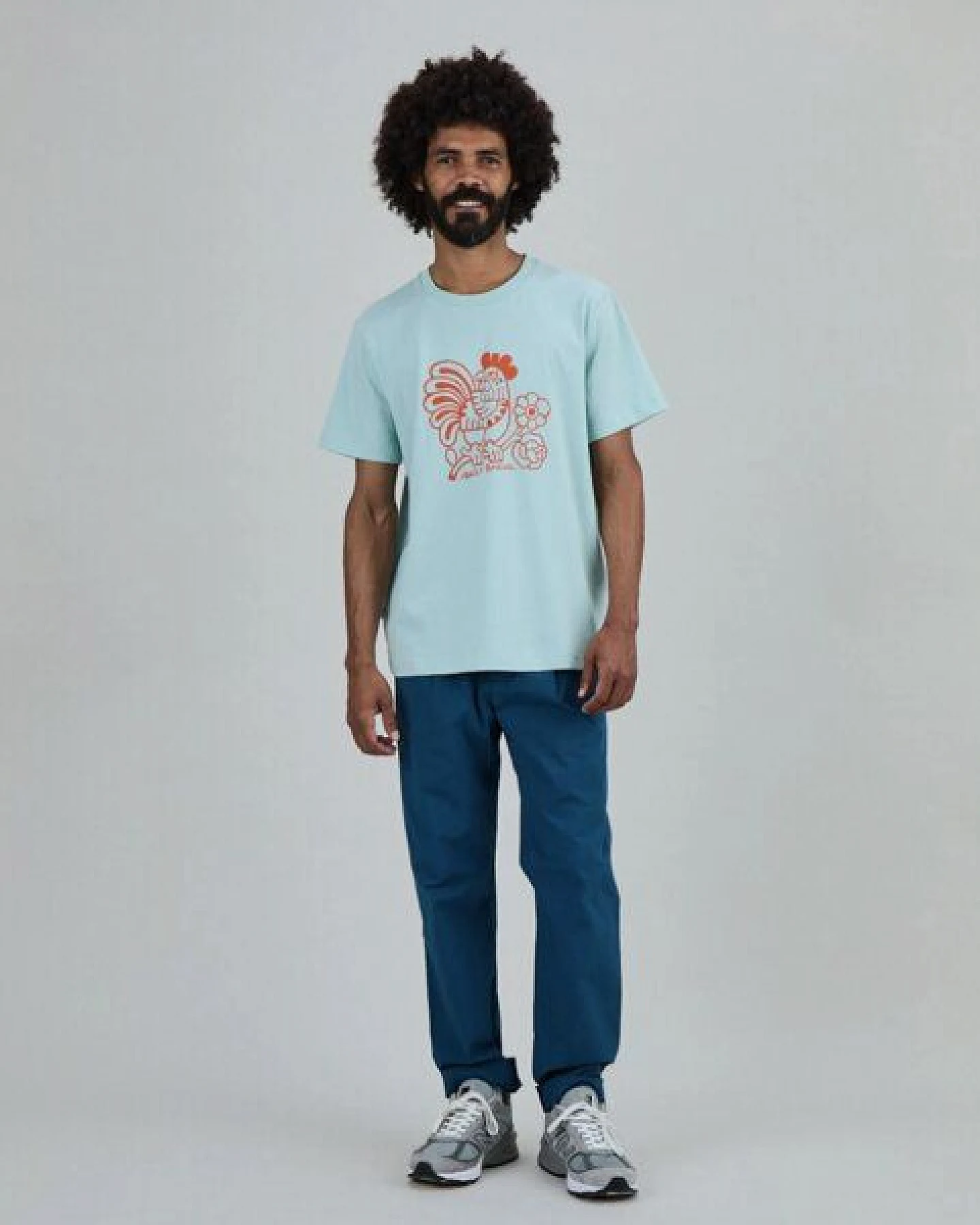 Brava Fabrics Asis Percales Kikiriki Oversize T-Shirt Blau – Ansicht 3