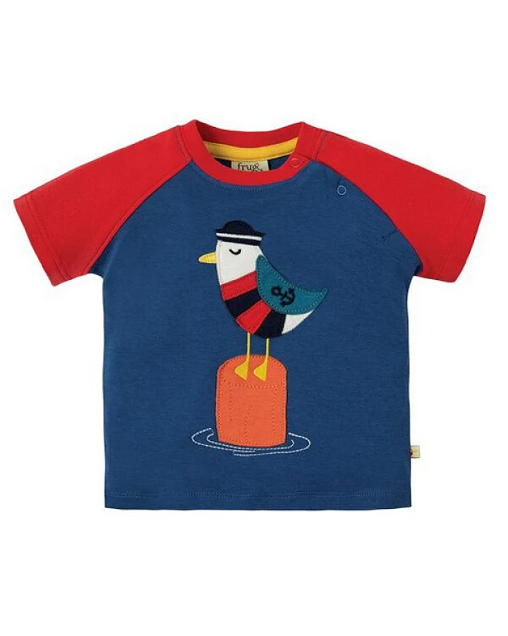 Frugi T-Shirt Möwe in blau-rot