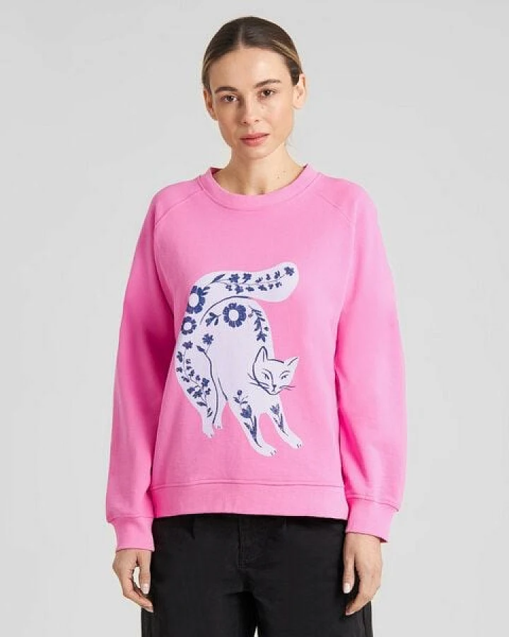 DEDICATED Sweatshirt "Ystad" aus Bio-Baumwolle - Flower Cat