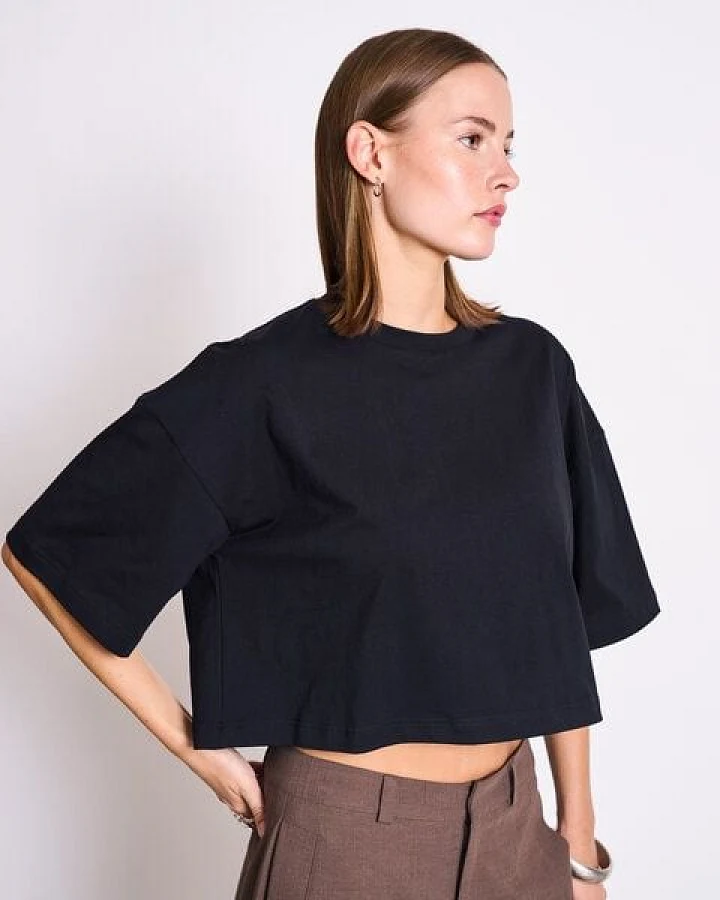 JAN N JUNE Cropped Boxy T-Shirt LUPA aus Baumwolle