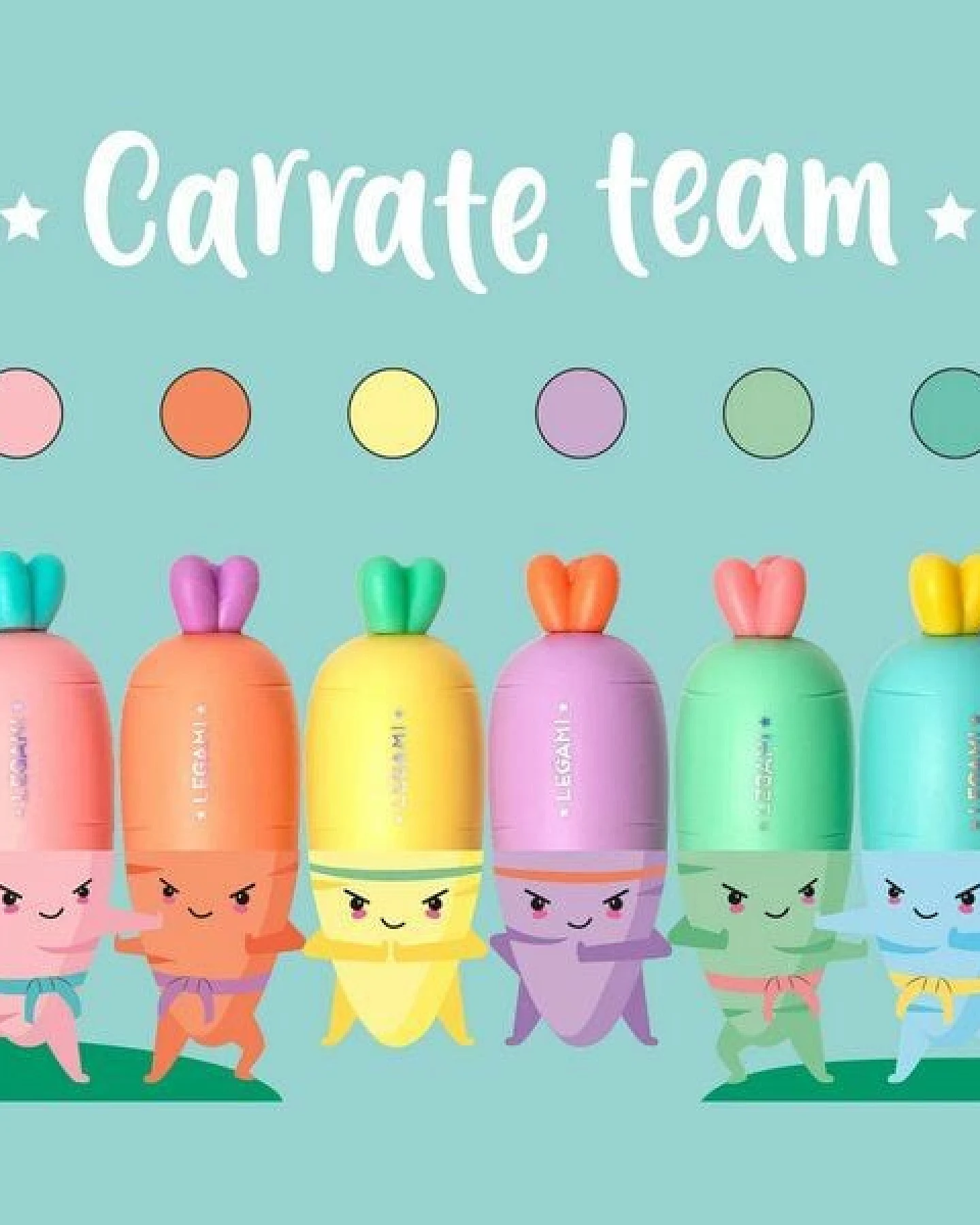 Legami Mini-Textmarker im 6er-Set - Carrate Team – Ansicht 2