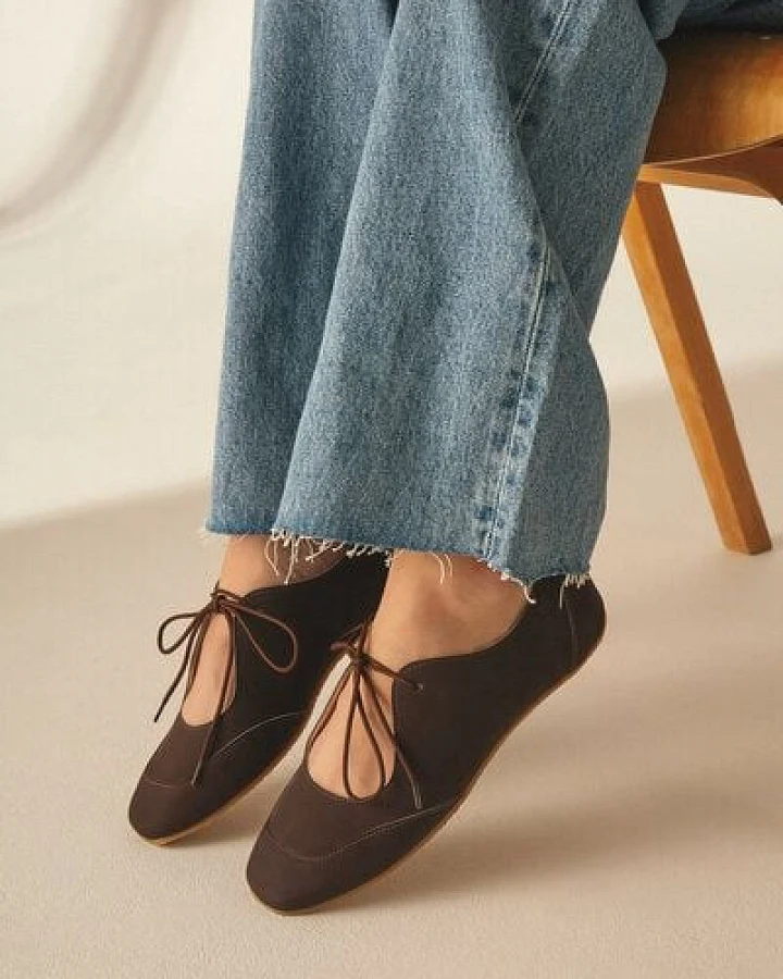 AGAZI LOUISE (matte brown) – vegan ballerina flats made from plant-based leather
