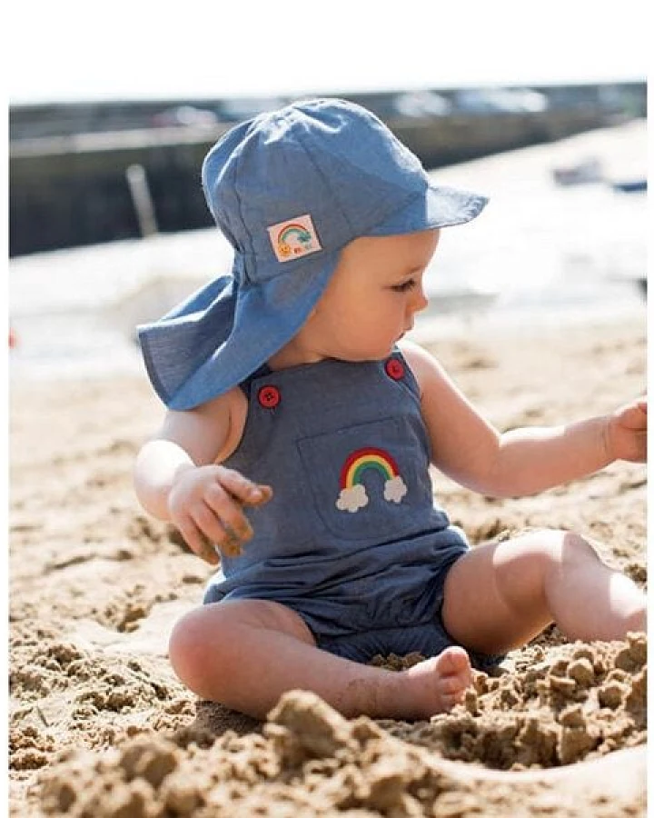 Frugi Latzhose Rainbow blau denim Sommerhose