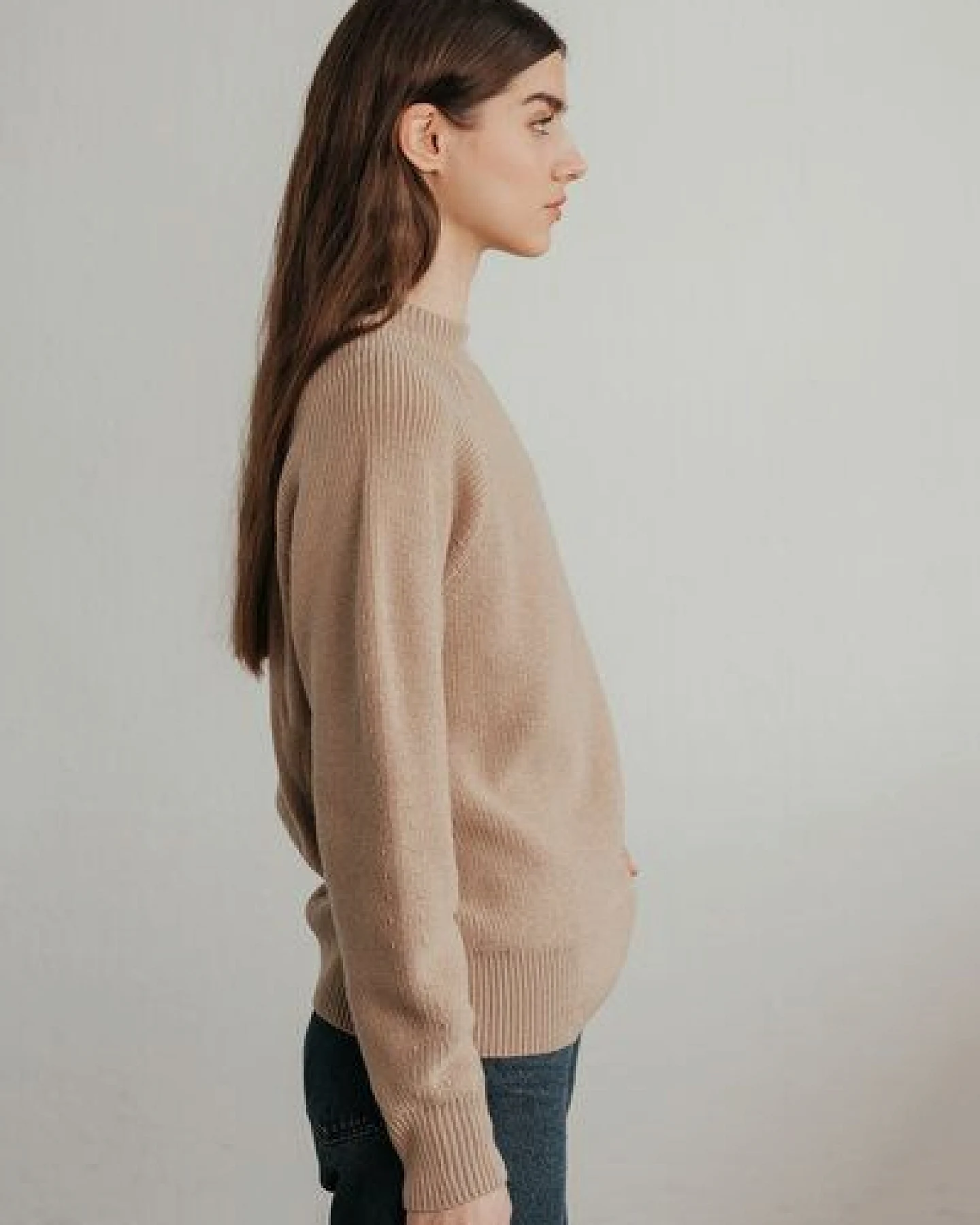 Sonho Stories Strickpullover aus Wolle (Merino) mit Oversized-Passform beige/sand – Ansicht 4