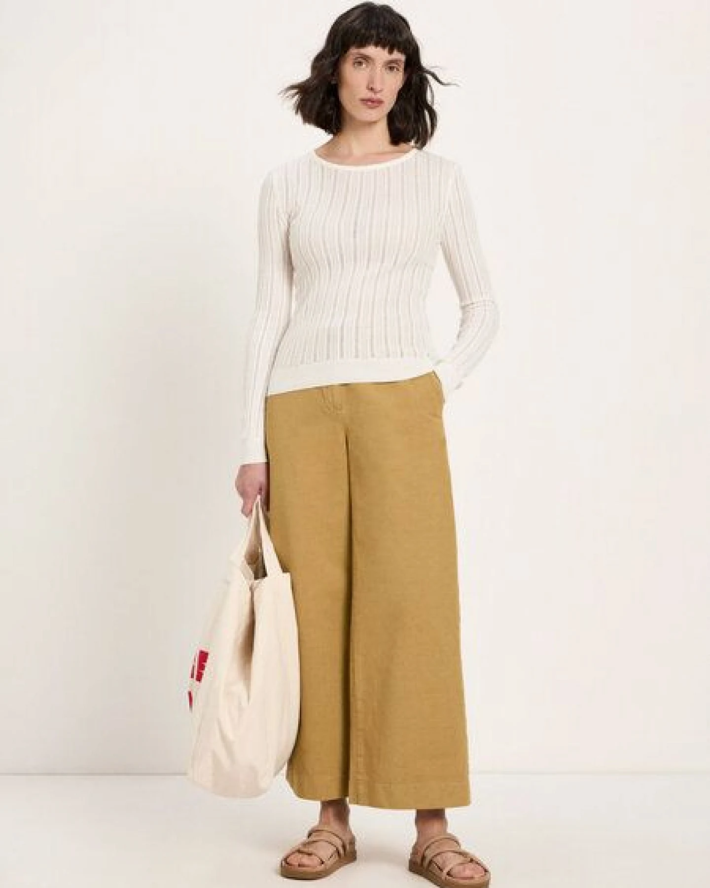 LANIUS Pointelle-Pullover aus Bio-Baumwolle – Ansicht 3
