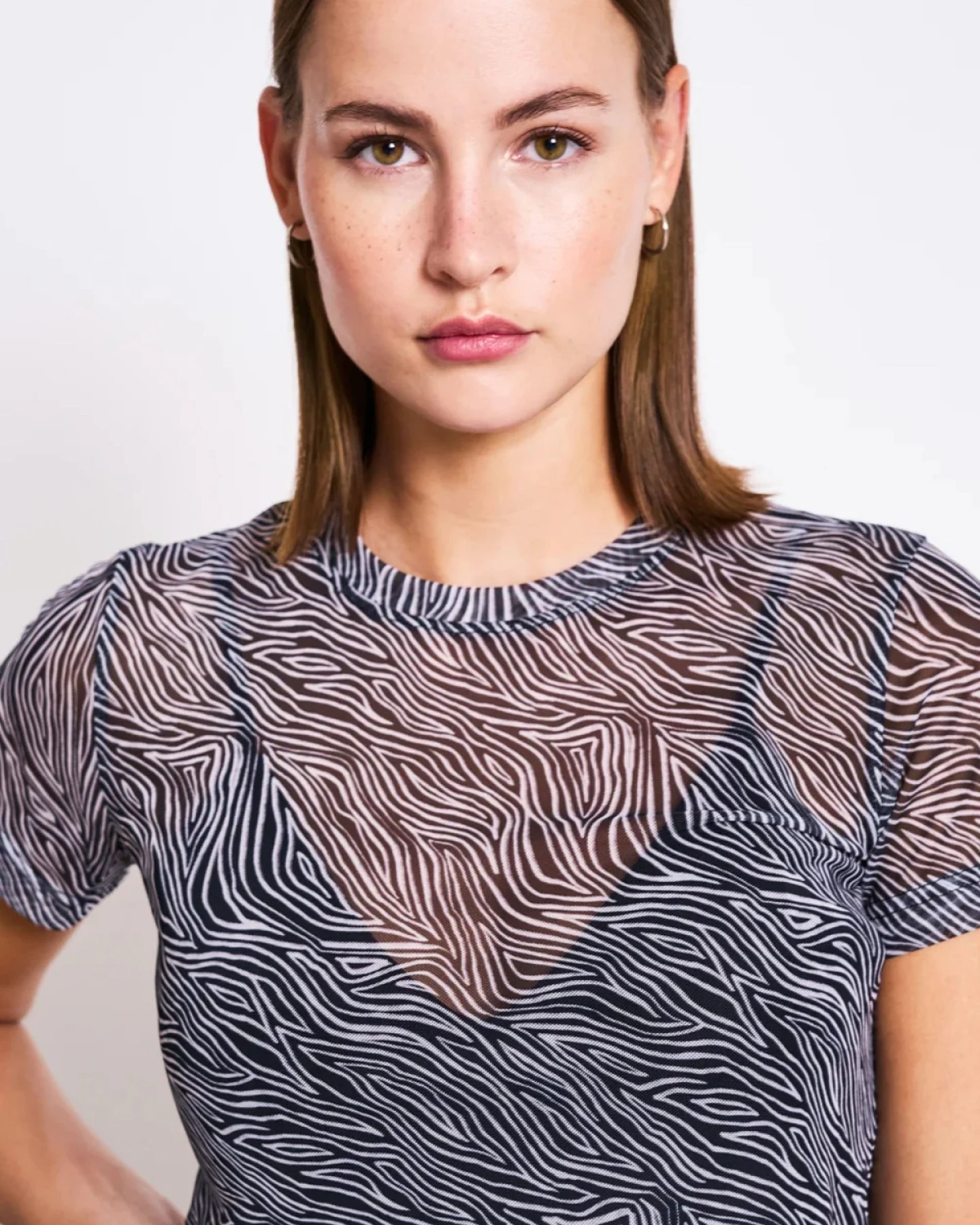 T-Shirt Evie Mesh Zebra Print Schwarz – Ansicht 2
