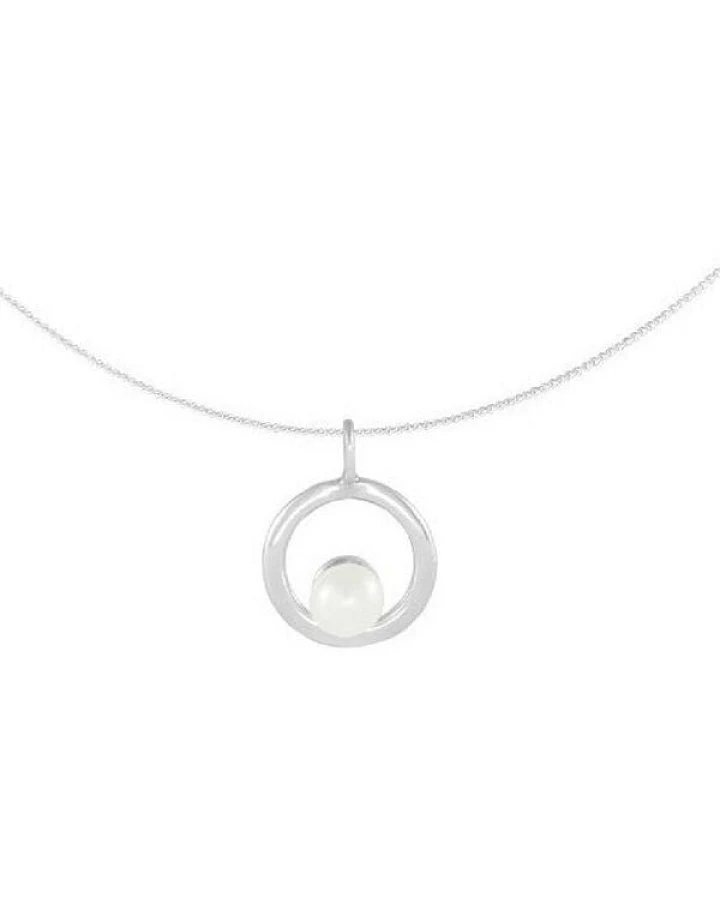 pakilia Silber Kette Schaukelnde Perle Fair-Trade und handmade