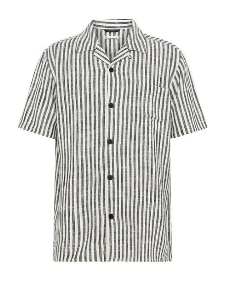 KnowledgeCotton Apparel Lockeres Kurzarmhemd aus Ecovero und Leinen