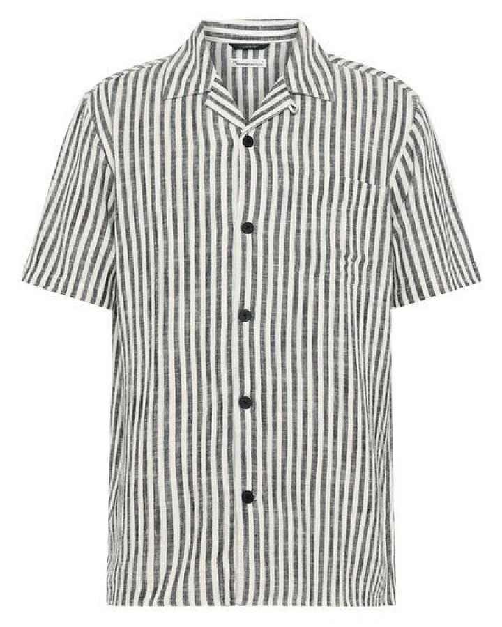 KnowledgeCotton Apparel Lockeres Kurzarmhemd aus Ecovero und Leinen