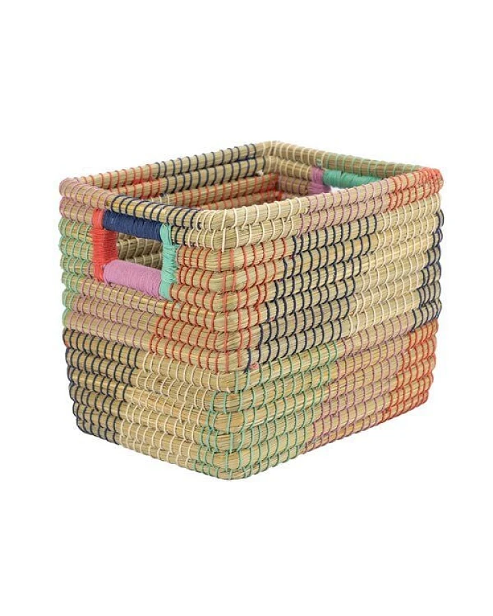 El Puente "Quader" Schrankkorb aus Kaisa-Gras in Bunt