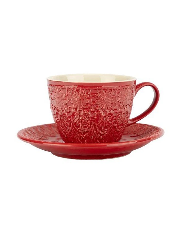 El Puente "Bloom" Cappuccinotasse aus Keramik in Rot