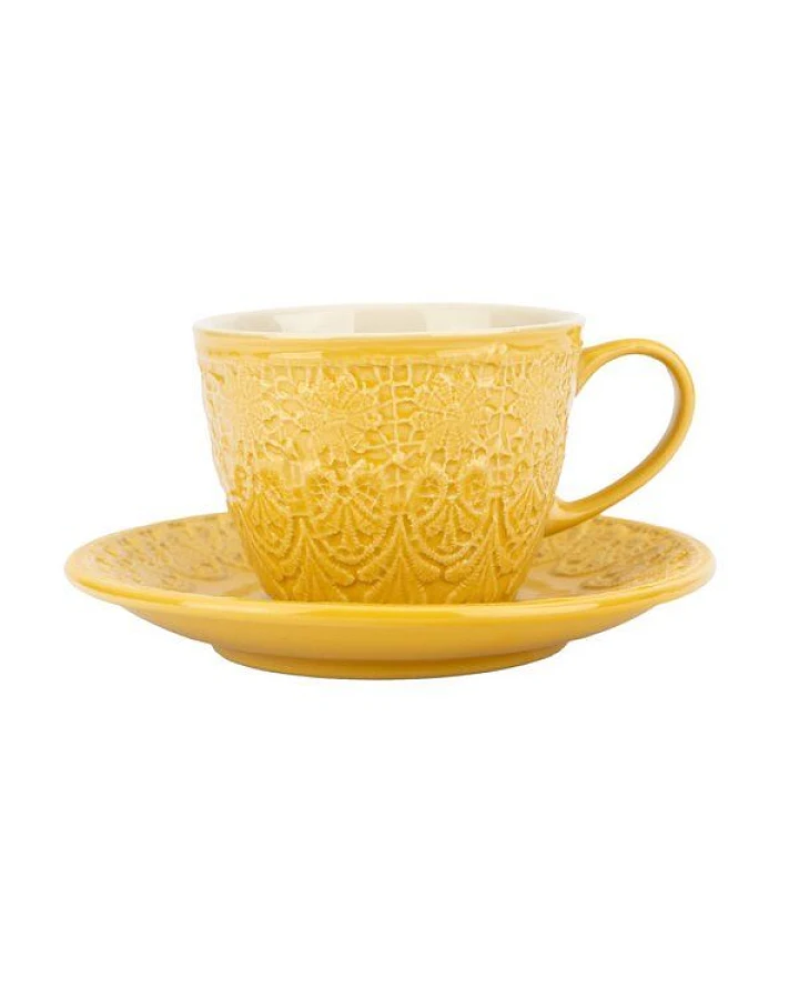 El Puente "Bloom" Cappuccinotasse aus Keramik in Gelb