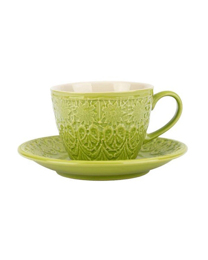 El Puente "Bloom" Cappuccinotasse aus Keramik in Grün