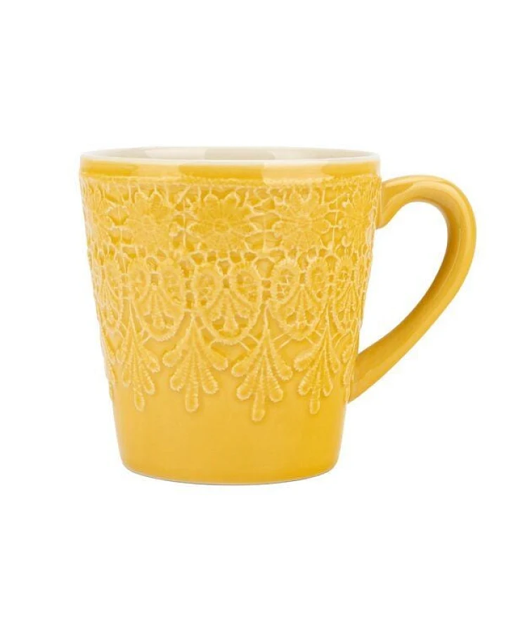 El Puente Großer Kaffeebecher "Bloom" aus Keramik in Gelb
