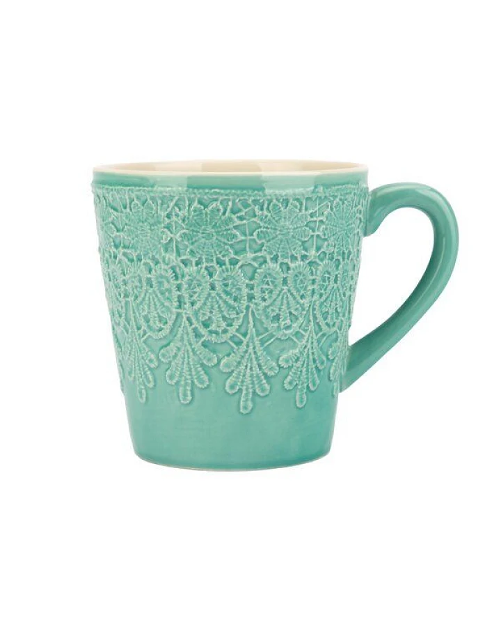 El Puente Großer Kaffeebecher "Bloom" aus Keramik in Türkis