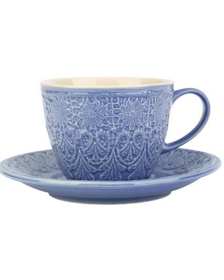 El Puente "Bloom" Cappuccinotasse aus Keramik in Blau