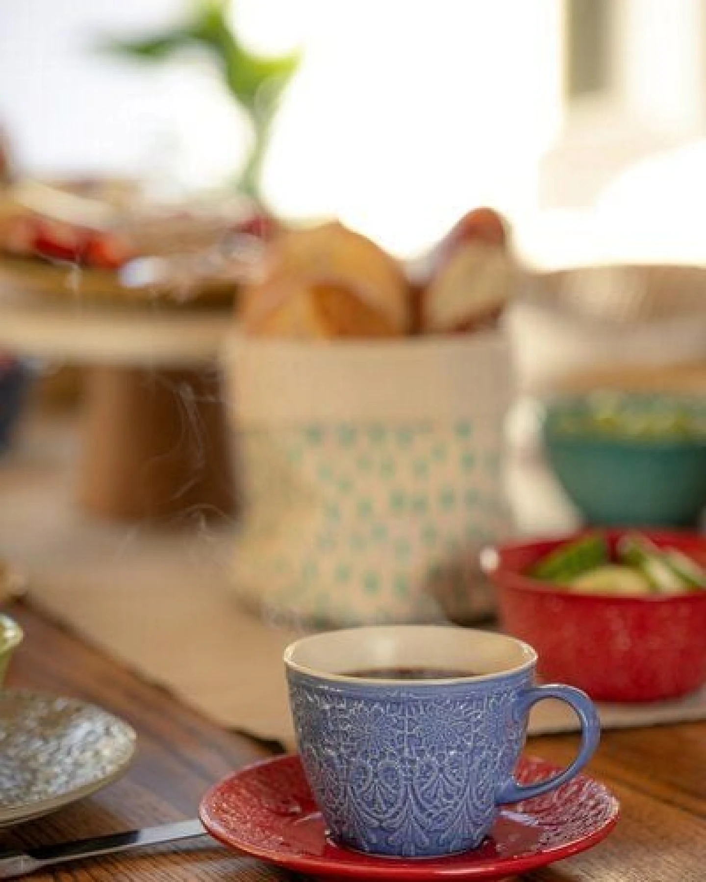 El Puente "Bloom" Cappuccinotasse aus Keramik in Blau – Ansicht 3