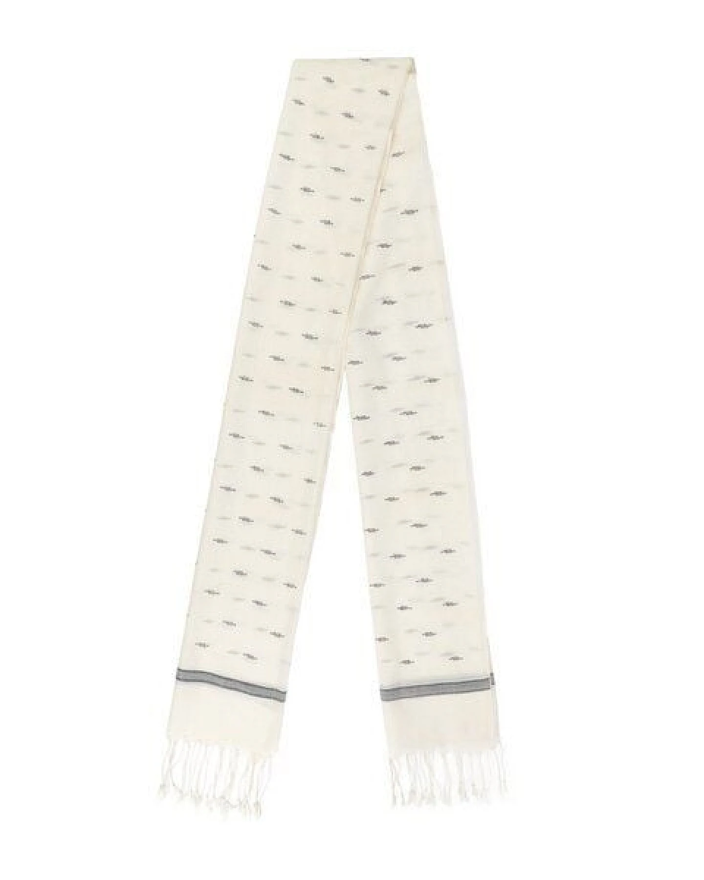 El Puente Schal aus Baumwolle in Creme mit grauen Details – Ansicht 3