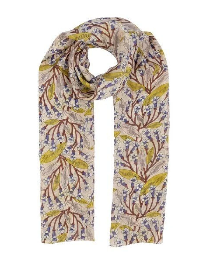 El Puente Schal aus Seide in Creme mit floralem Motiv