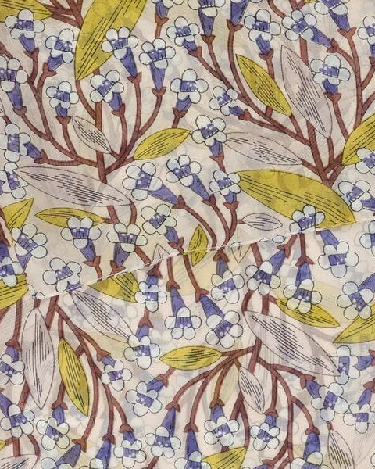 El Puente Schal aus Seide in Creme mit floralem Motiv – Ansicht 2
