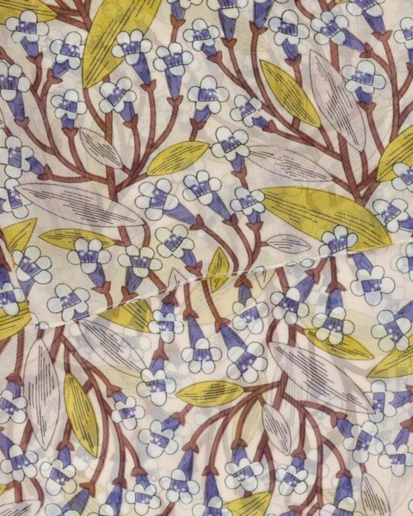 El Puente Schal aus Seide in Creme mit floralem Motiv – Ansicht 2