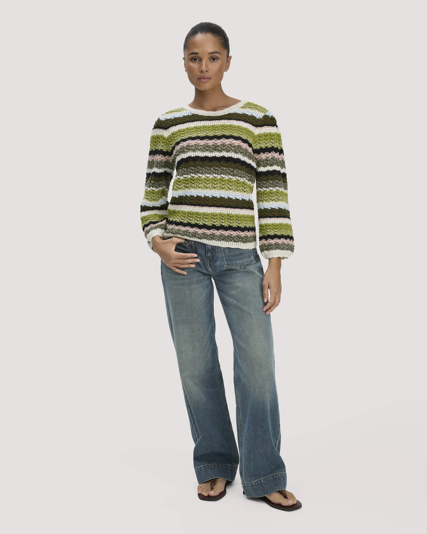 hessnatur Damen Strick Pullover Regular aus Baumwolle - grün - Größe XS – Ansicht 2