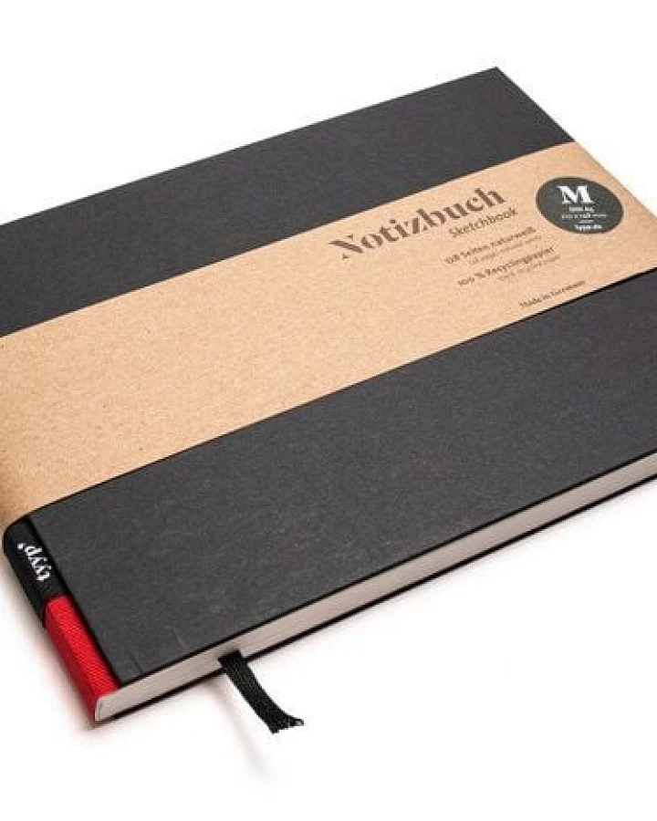 Skizzenbuch A5 schwarz querformat - perforiert - 100% Recyclingpapier - BerlinBook by tyyp