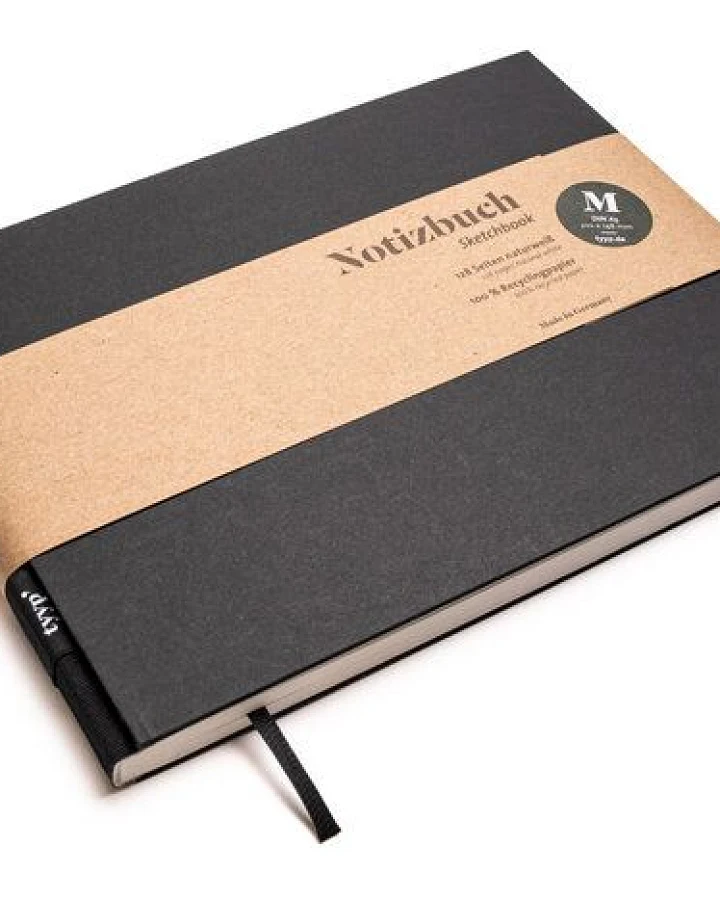 Skizzenbuch A5 schwarz querformat - perforiert - 100% Recyclingpapier - BerlinBook by tyyp