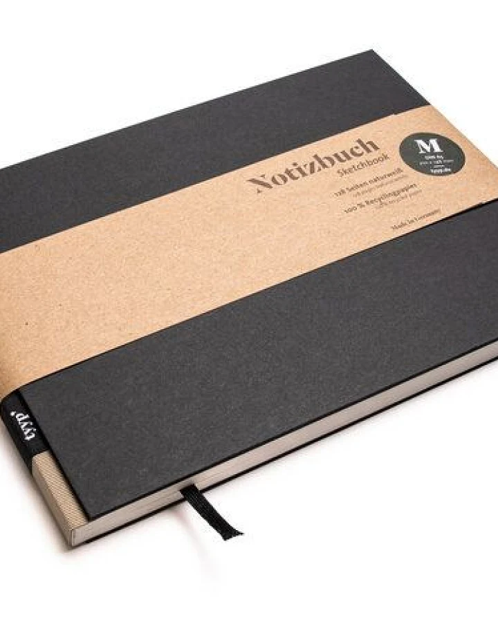 Skizzenbuch A5 schwarz querformat - perforiert - 100% Recyclingpapier - BerlinBook by tyyp