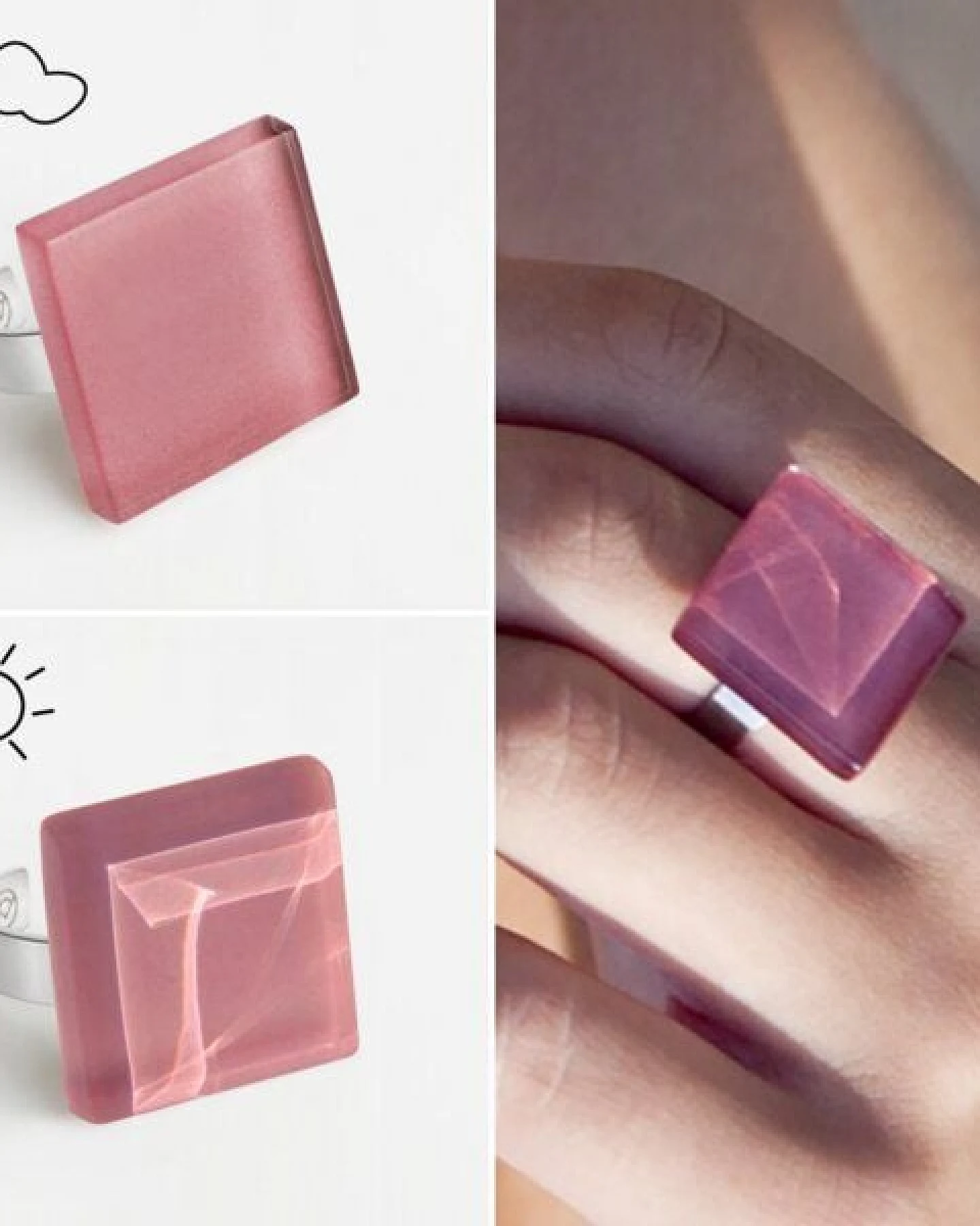 ALEXASCHA Geometrischer Statement Ring aus Glas – Ansicht 4
