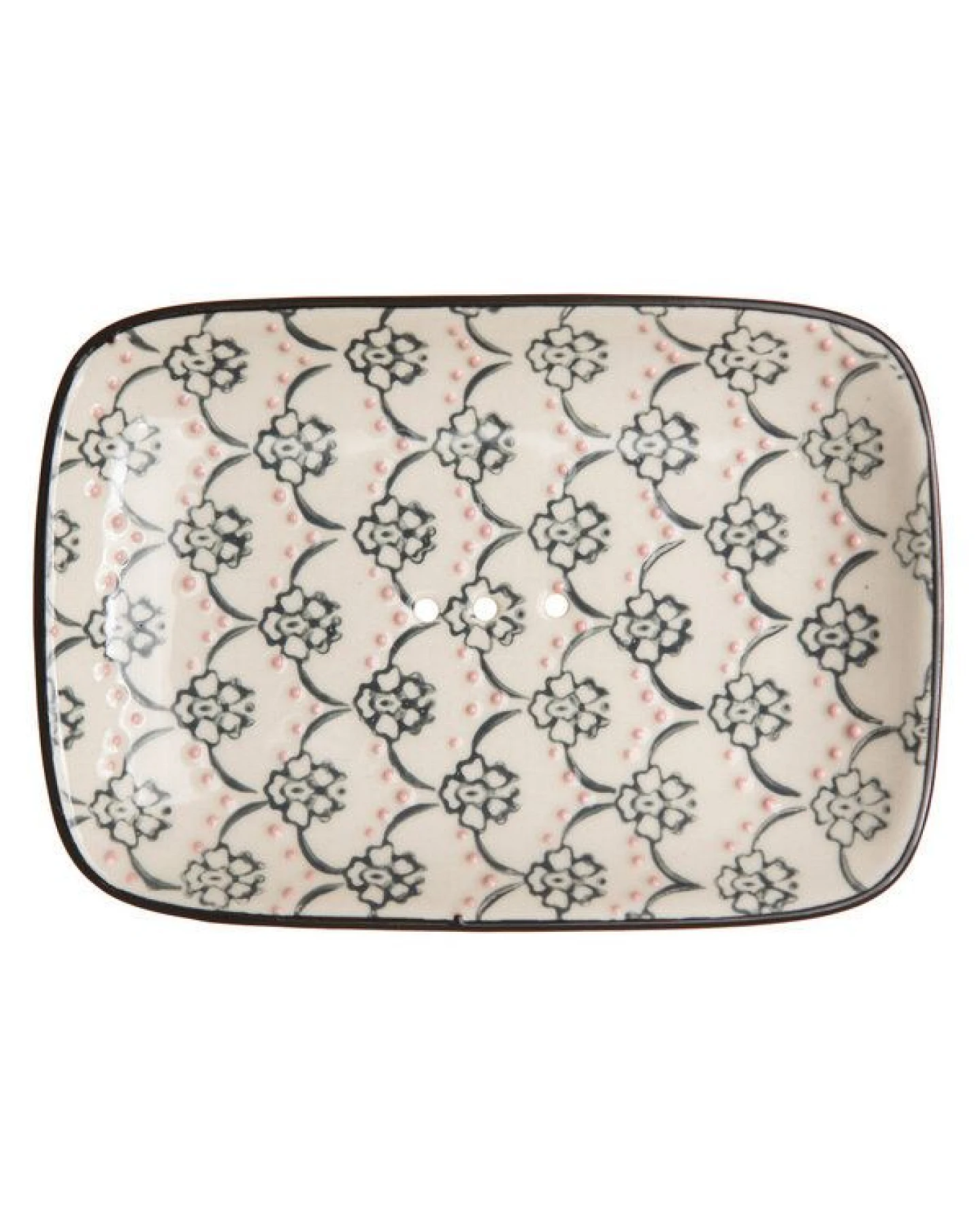 TRANQUILLO Seifenschale aus Steinzeug mit floralen Mustern und Ornamenten 13,5 cm – Ansicht 2