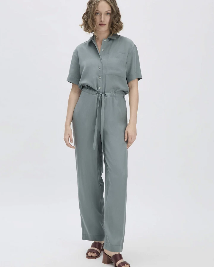 hessnatur Damen Overall Relaxed aus TENCEL™ Lyocell - grün - Größe 42