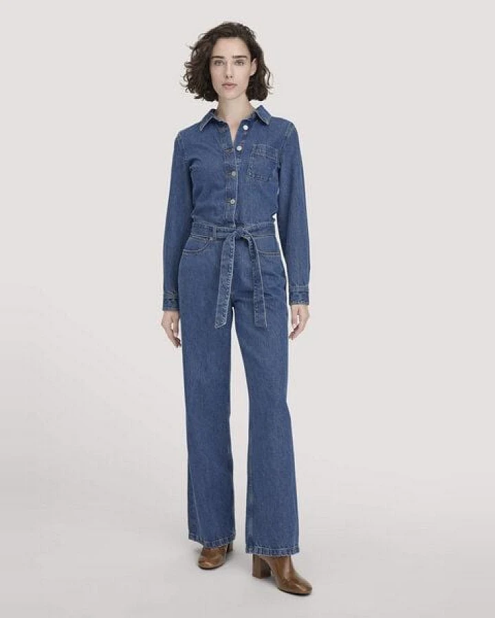 hessnatur Jeans Overall Wide Leg aus Bio-Baumwolle mit TENCEL Lyocell