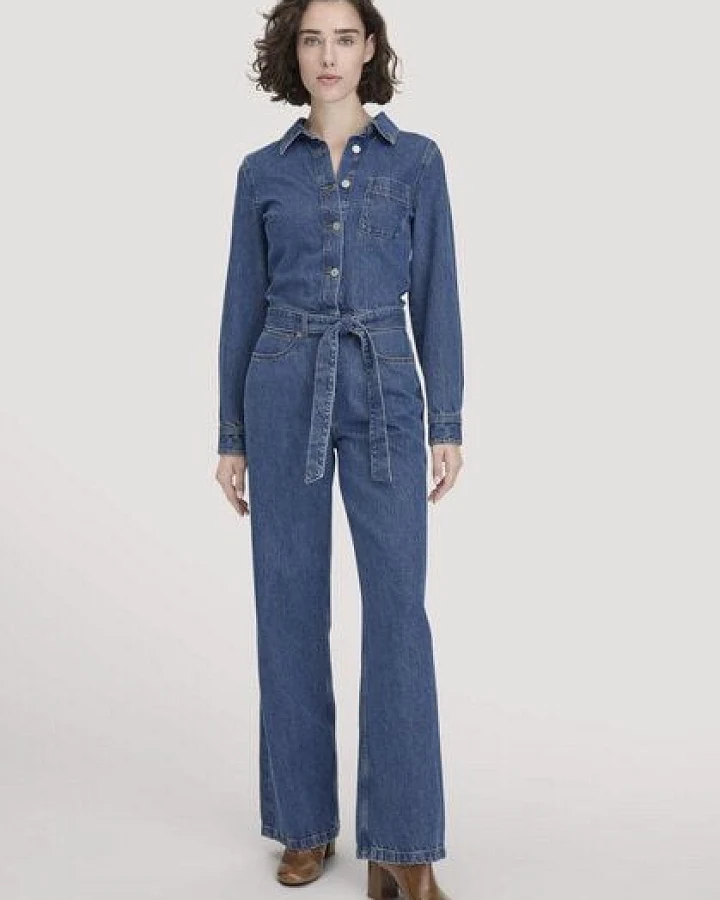 hessnatur Jeans Overall Wide Leg aus Bio-Baumwolle mit TENCEL Lyocell