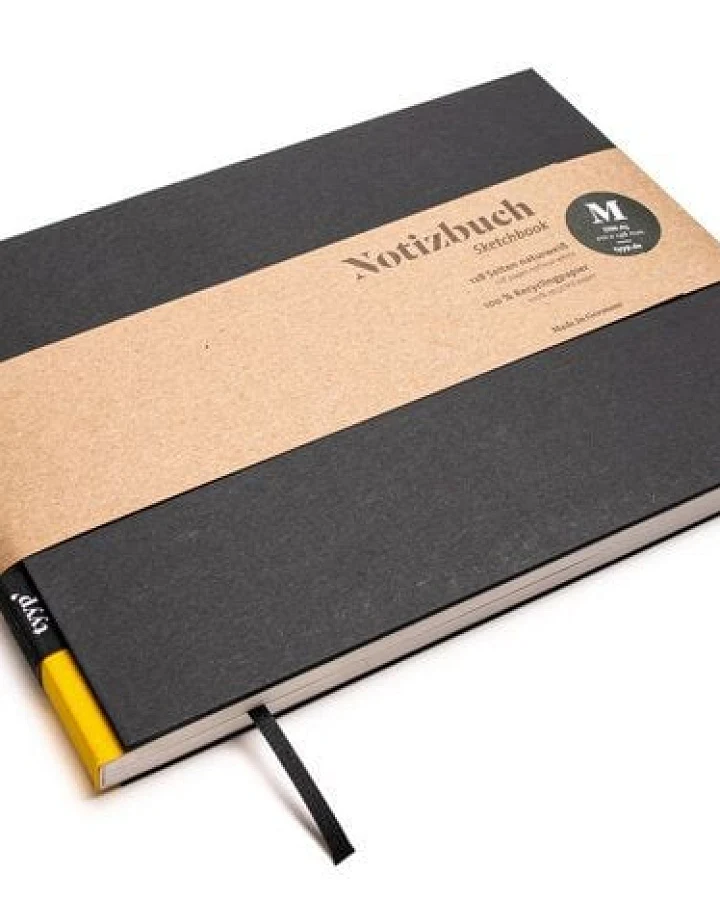 Skizzenbuch A5 schwarz querformat - perforiert - 100% Recyclingpapier - BerlinBook by tyyp