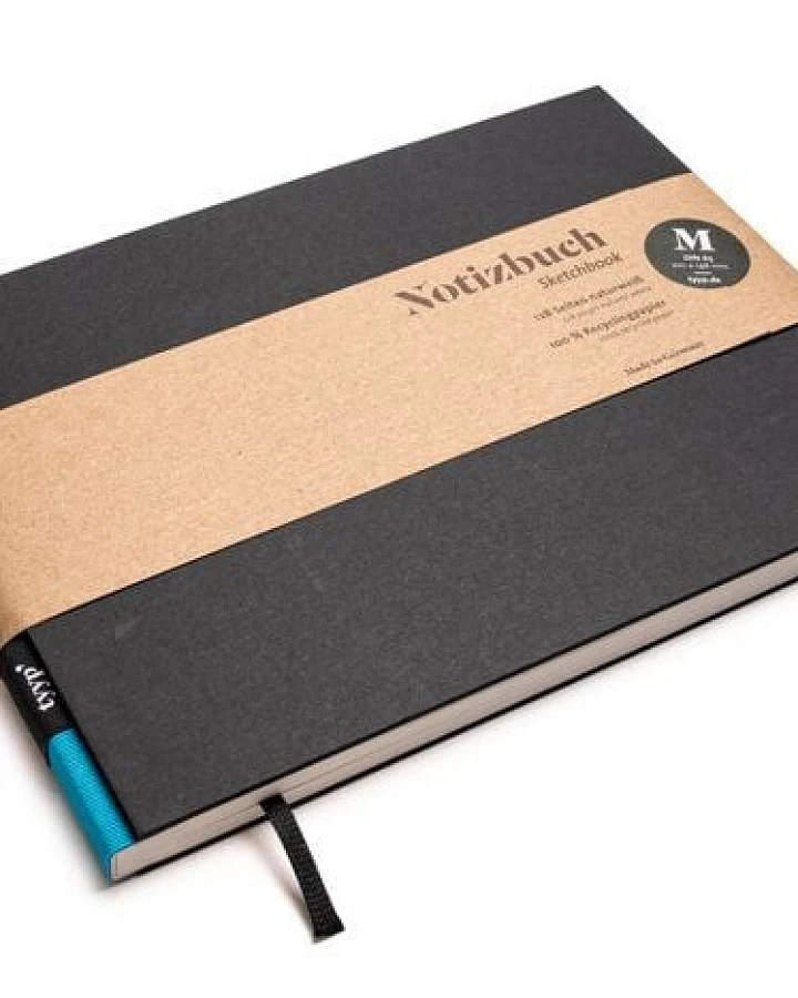Skizzenbuch A5 schwarz querformat - perforiert - 100% Recyclingpapier - BerlinBook by tyyp